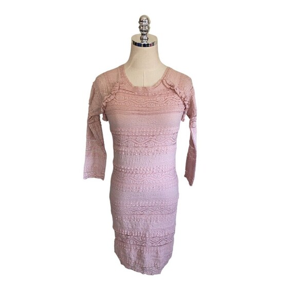 Avec Les Filles Dress Women's Size Small Pink Lace Raglan Long Sleeve Midi - Picture 1 of 8